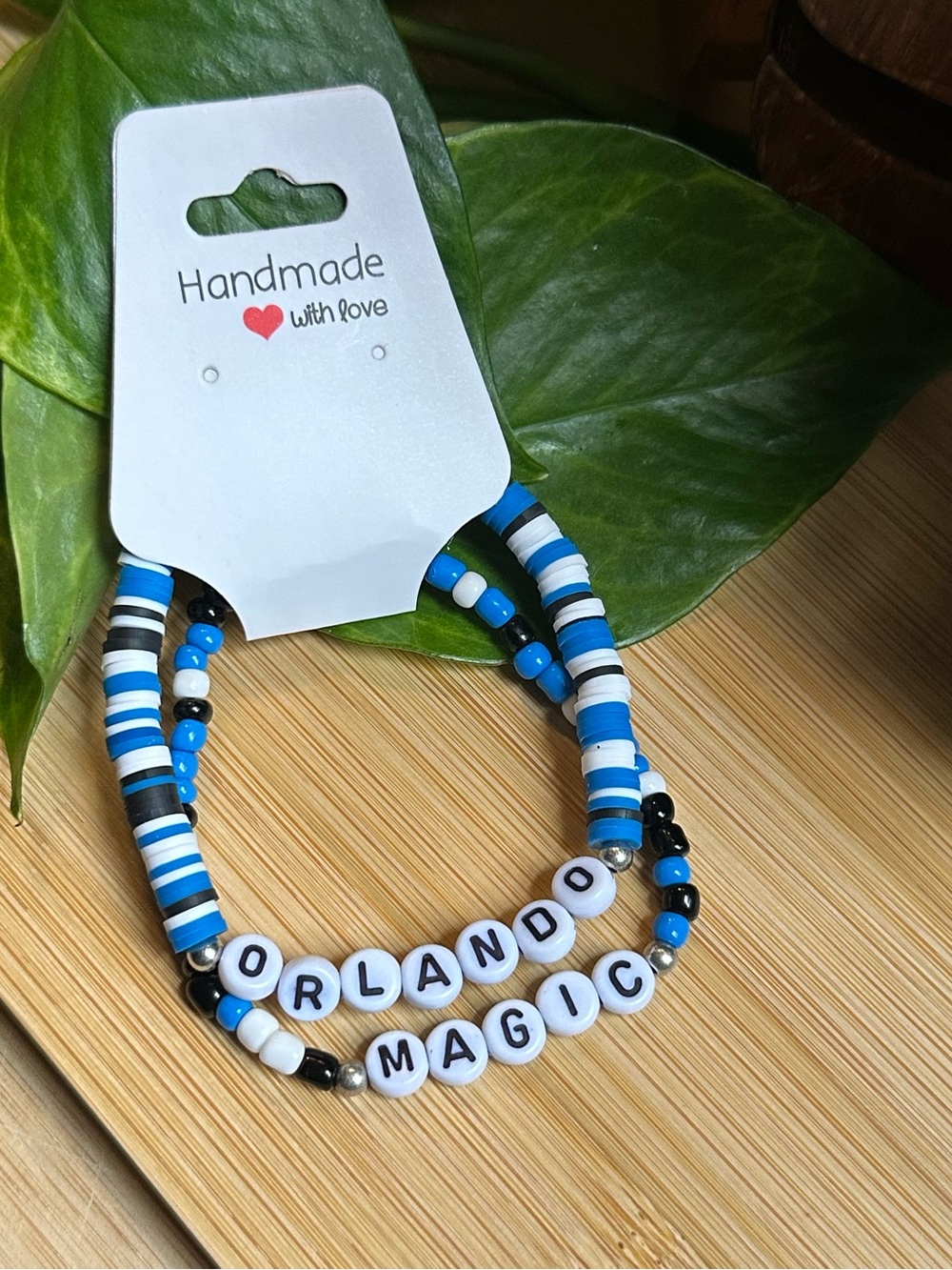 🏀 2-Piece‎ Orlando Magic Stretchy Bracelet Set | Handmade | Beaded